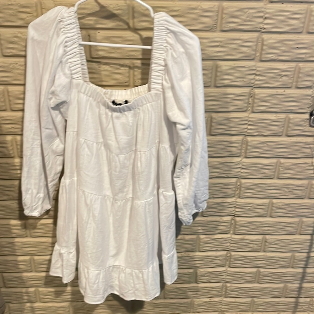 White linen midi dress with lining